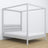 Lit double gris avec baldaquin – cadre décoratif en bois, scandinave