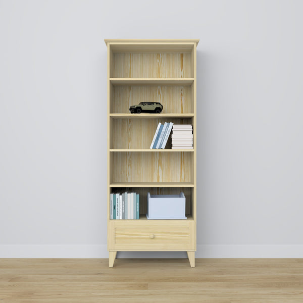 Bookcase with drawer pine clear pine 80 cm – living room and office, Scandinavian style