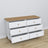 Commode 6S en bois blanc avec chêne – szuflady otwarte, pojemne l'intérieur rangements