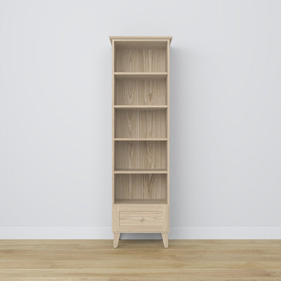 Bookcase with drawer oak bleached oak 57 cm – living room and office, Scandinavian style