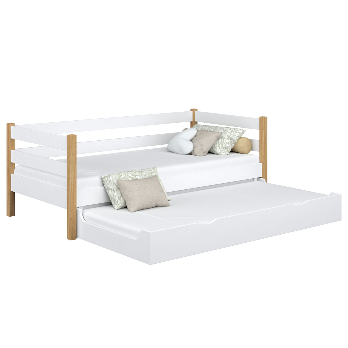 Sofabett mit Schublade für Matratze aus Holz weiß-Eiche – Kinderzimmer, Scandi