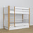 White and Oak Wooden Bunk Bed – Ladder, Rails, Drawer for Extra Mattress