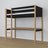 Black and Oak Wooden Loft Bed with Desk – Ladder and Safety Rail