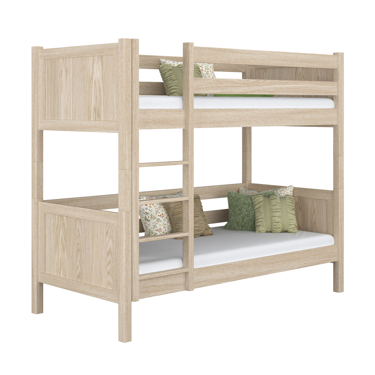 Bleached Oak Bunk Bed – Oak Ladder and Safety Rail, Nizio Home