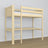 Loft bed clear pine – wooden desk under the sleeping area, scandi children’s room