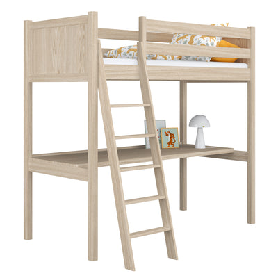 Oak Loft Bed with Desk Bleached Oak – Children’s Room, Scandi Nizio