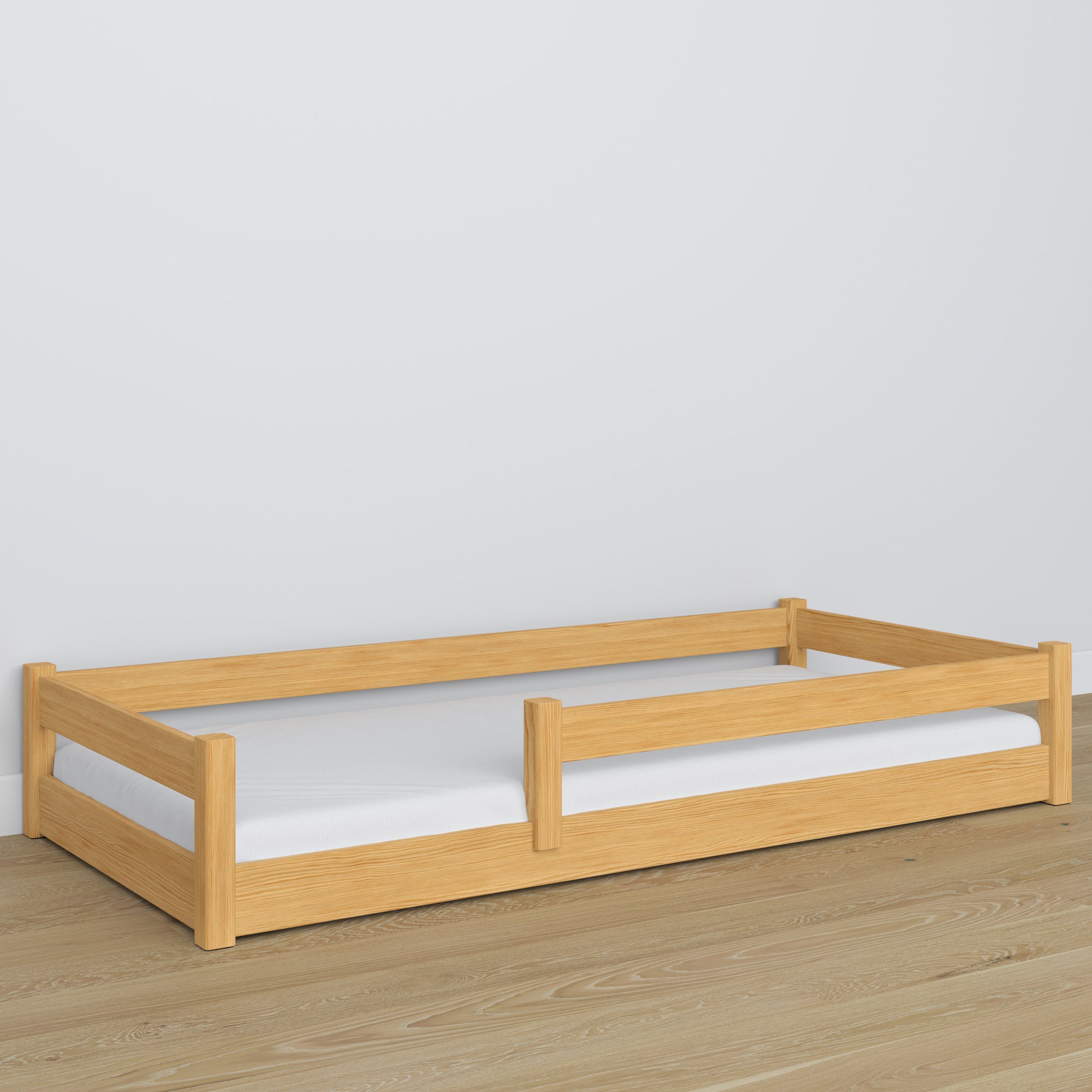 Lit bas en bois pin naturel – détails des assemblages, Nizio Home