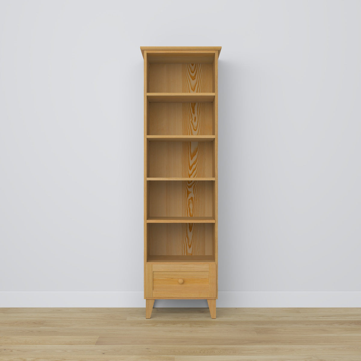 Bookcase with drawer pine natural pine 57 cm – living room and office, Scandinavian style