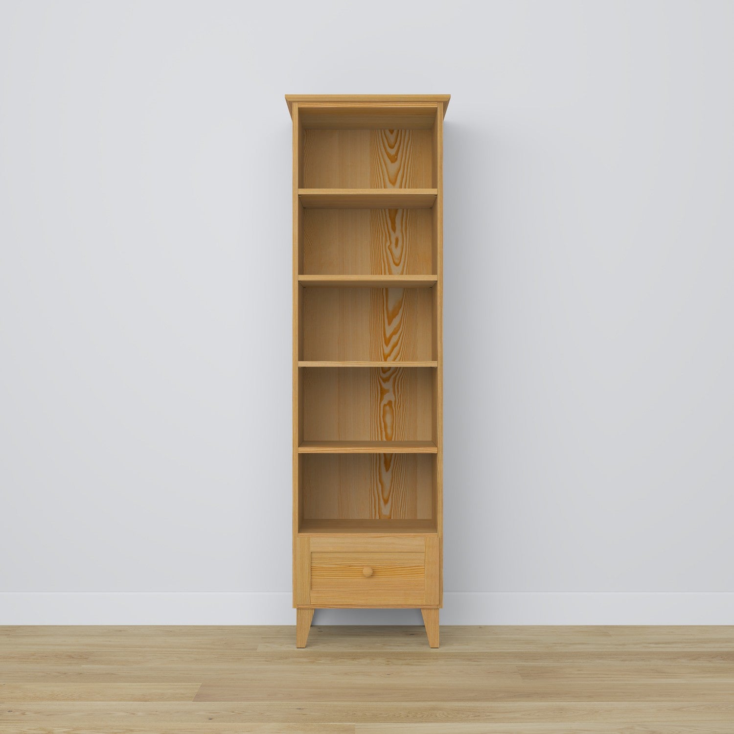 Bookcase with drawer pine natural pine 57 cm – living room and office, Scandinavian style