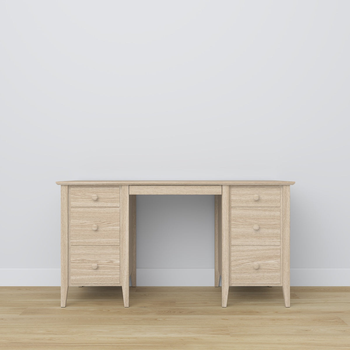 Bureau 6S chêne blanchi en chêne – vue de côté, profondeur du plateau