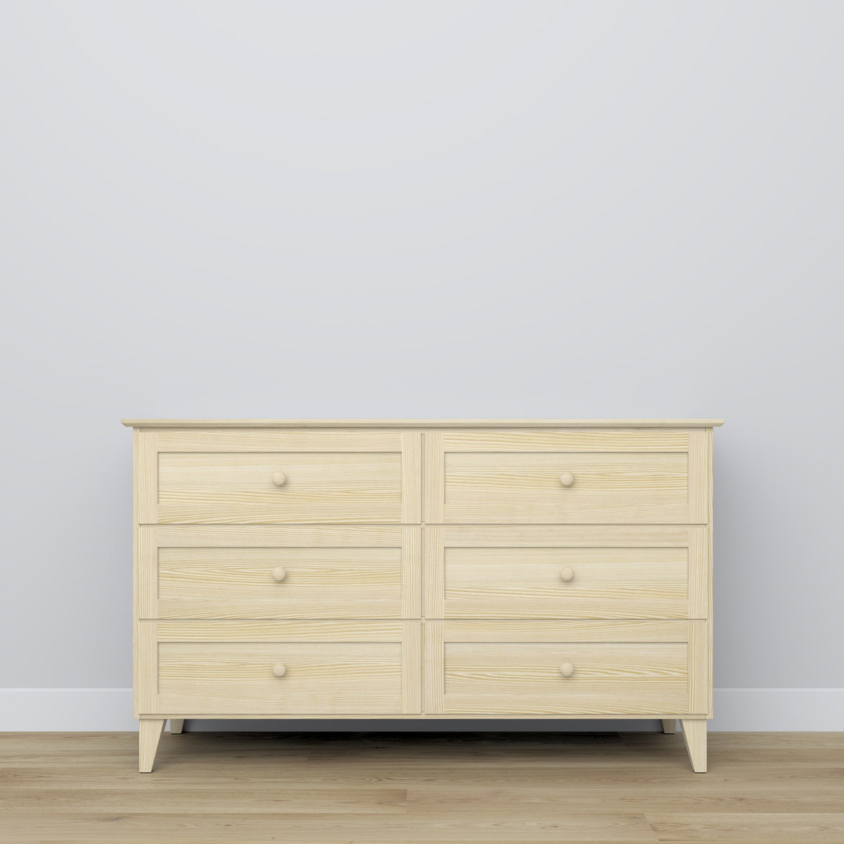 Commode 6S en pin pin incolore – szuflady otwarte, pojemne l'intérieur rangements
