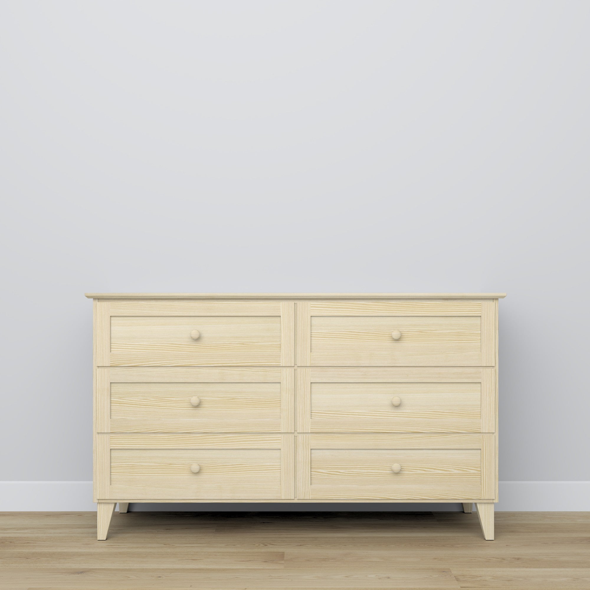 Commode 6S en pin pin incolore – szuflady otwarte, pojemne l'intérieur rangements