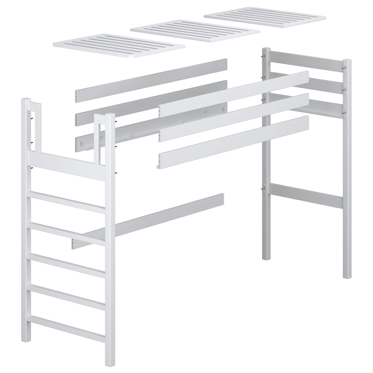 White and Oak Wooden Loft Bed – Children’s Room Proportions, Nizio