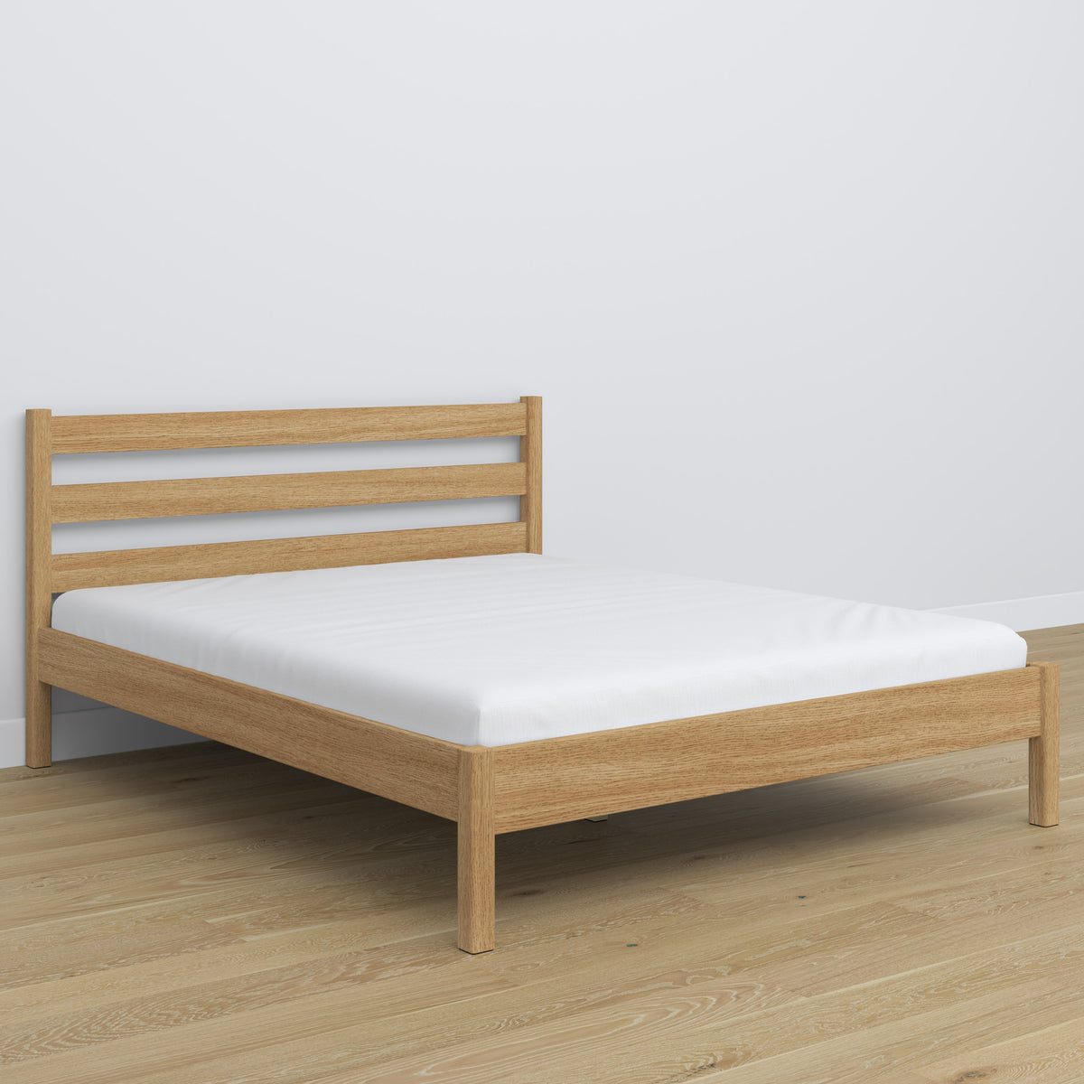 Doppelbett Natureiche – Eichenkopfteil, Nahaufnahme der Holzqualität