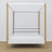 Wooden double bed with canopy white and oak – headboard and frame, close-up