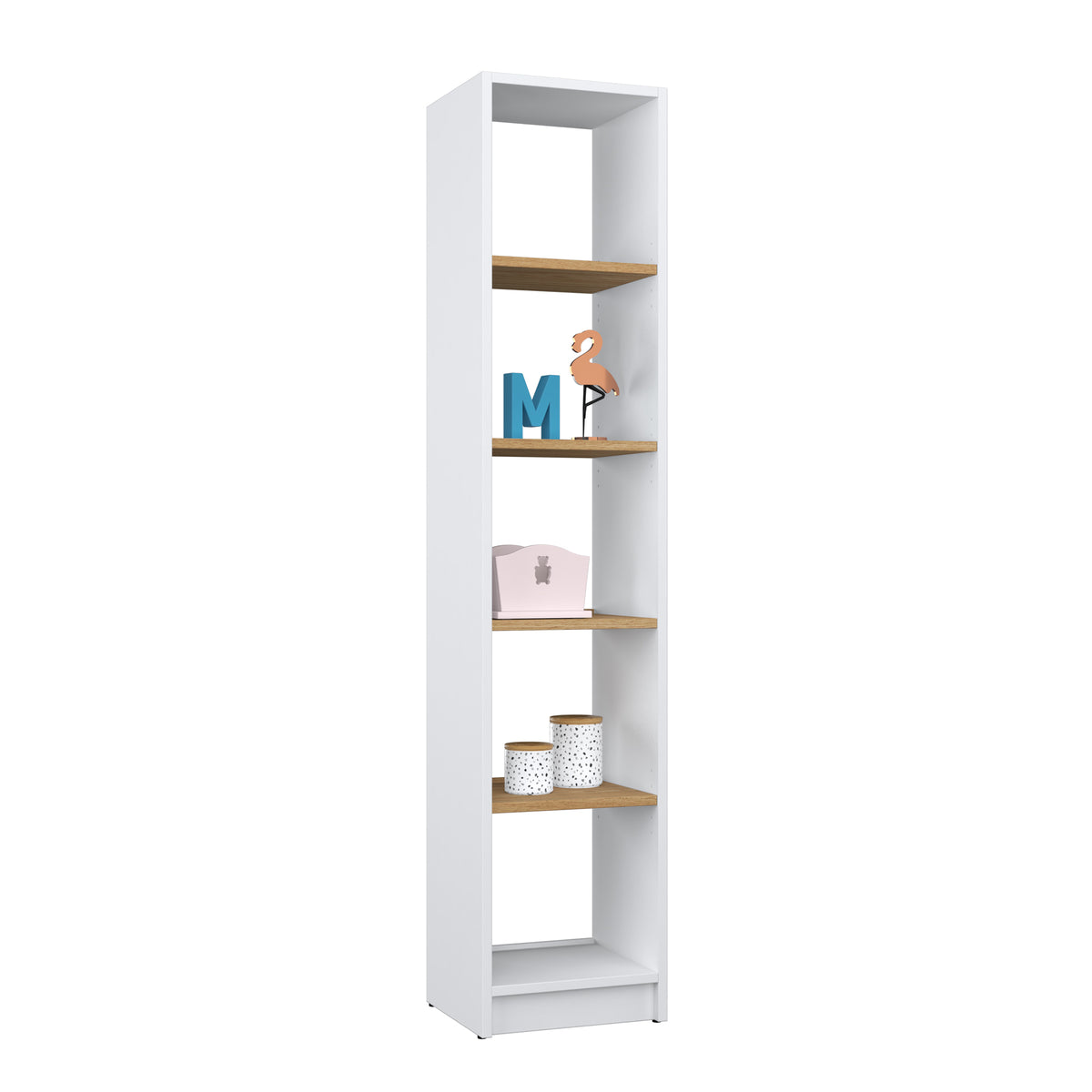 Regal Holz Weiß-Eiche – Wohnzimmer und Arbeitszimmer, Massivholz, skandinavischer Stil Nizio