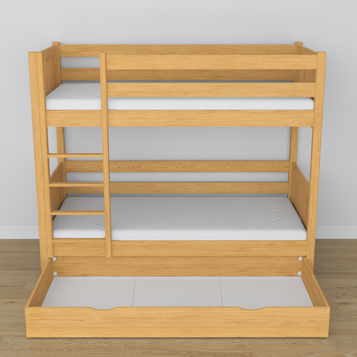 Natural Pine Wooden Bunk Bed – Ladder and Joint Details, Children’s Room