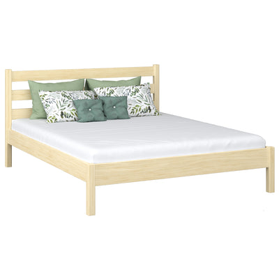 Holz-Doppelbett N01 Kiefer farblos – Gesamtansicht, massives Kiefernholz