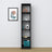 Bookcase black – wooden, front view, all shelves, Nizio