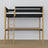 Loft bed black/oak with desk – study space under the sleeping area, wooden