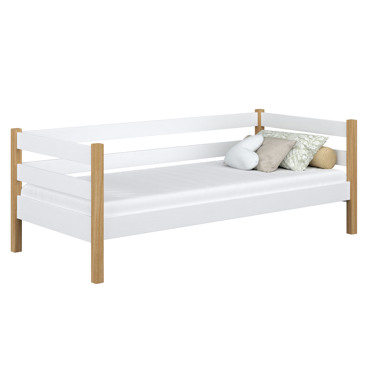 Bettsofa aus Holz Weiß-Eiche – Kinderzimmer, skandinavischer Stil Nizio