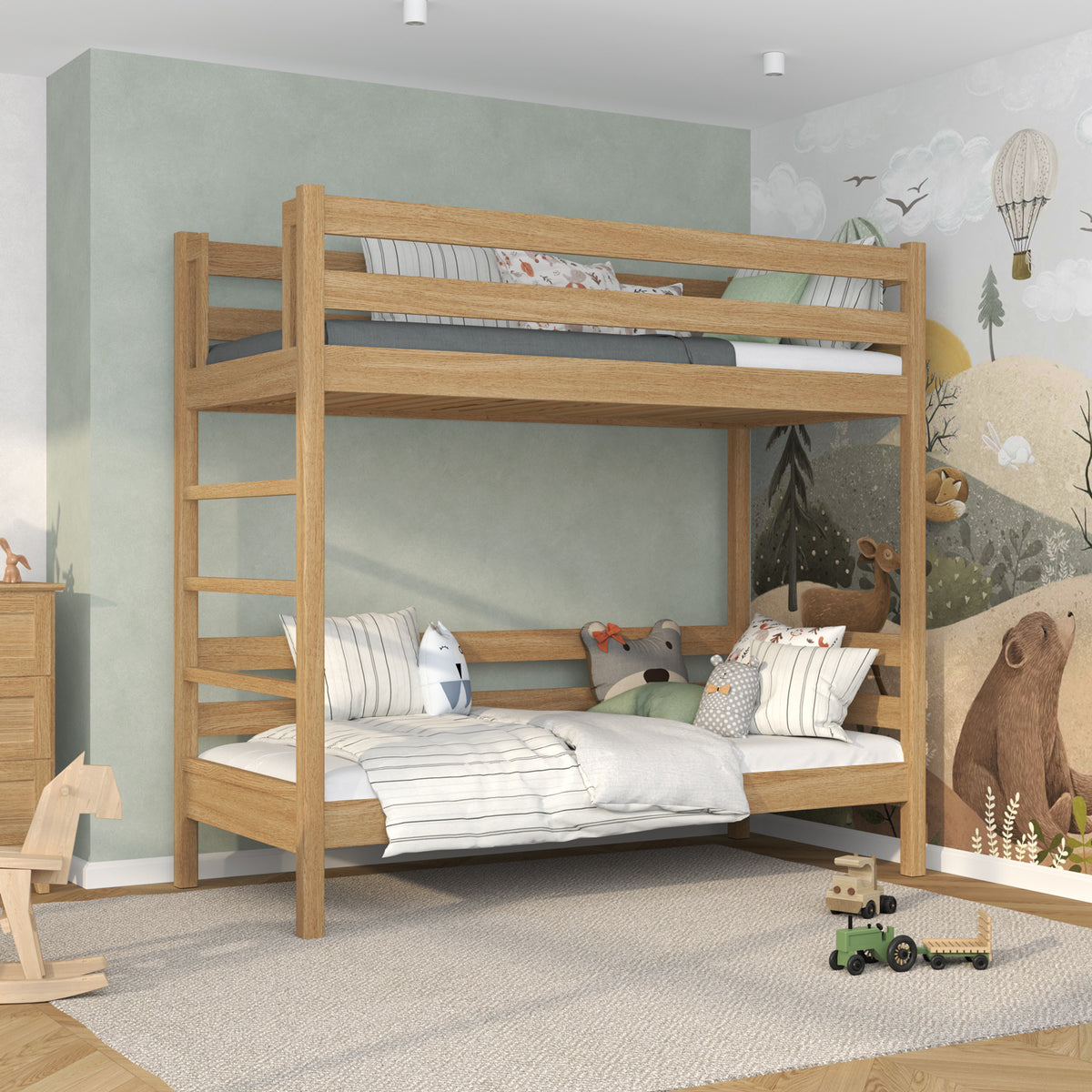 Oak Bunk Bed Natural Oak – Children’s Room, Solid Wood, Scandinavian Style