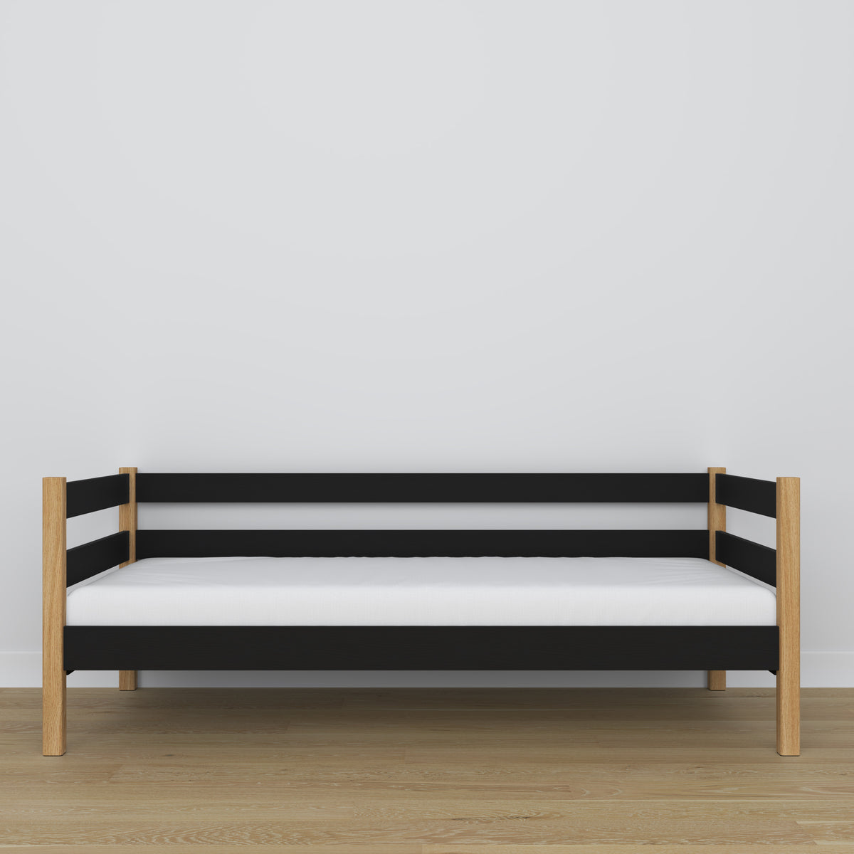 Bettsofa aus Holz Schwarz-Eiche – Holz- und Verbindungsdetails, Nizio Home