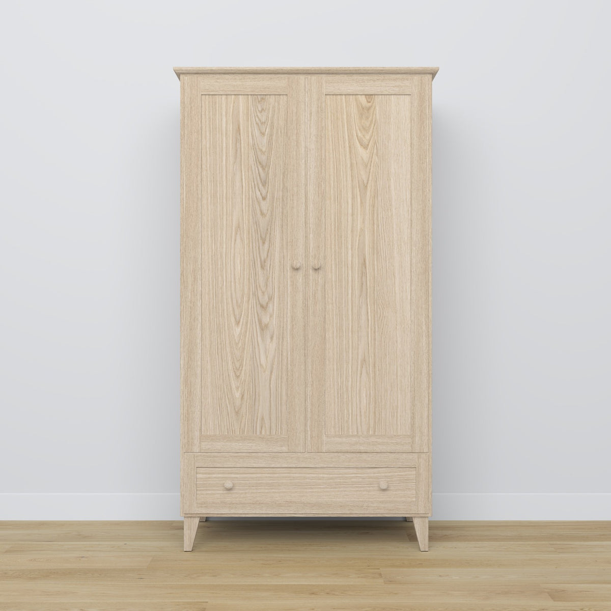 2-türiger Schrank mit Schublade Eichenholz gebleichte Eiche – Schlafzimmer, skandinavischer Stil