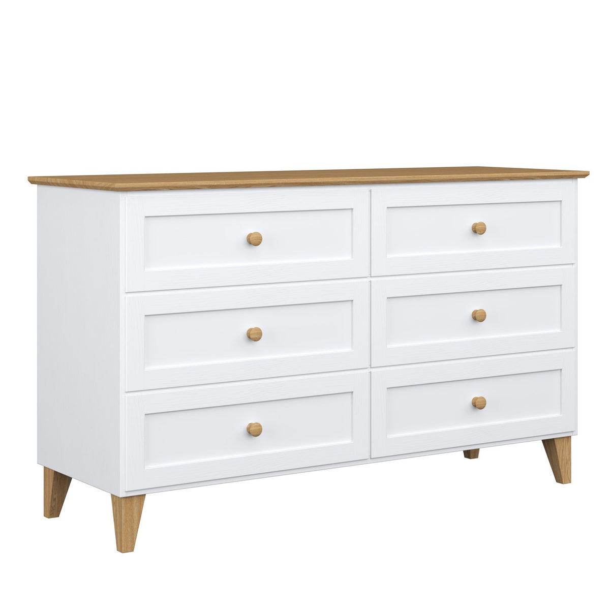 Commode 6S en bois blanc avec chêne 154 cm w chambre – décoration scandinave