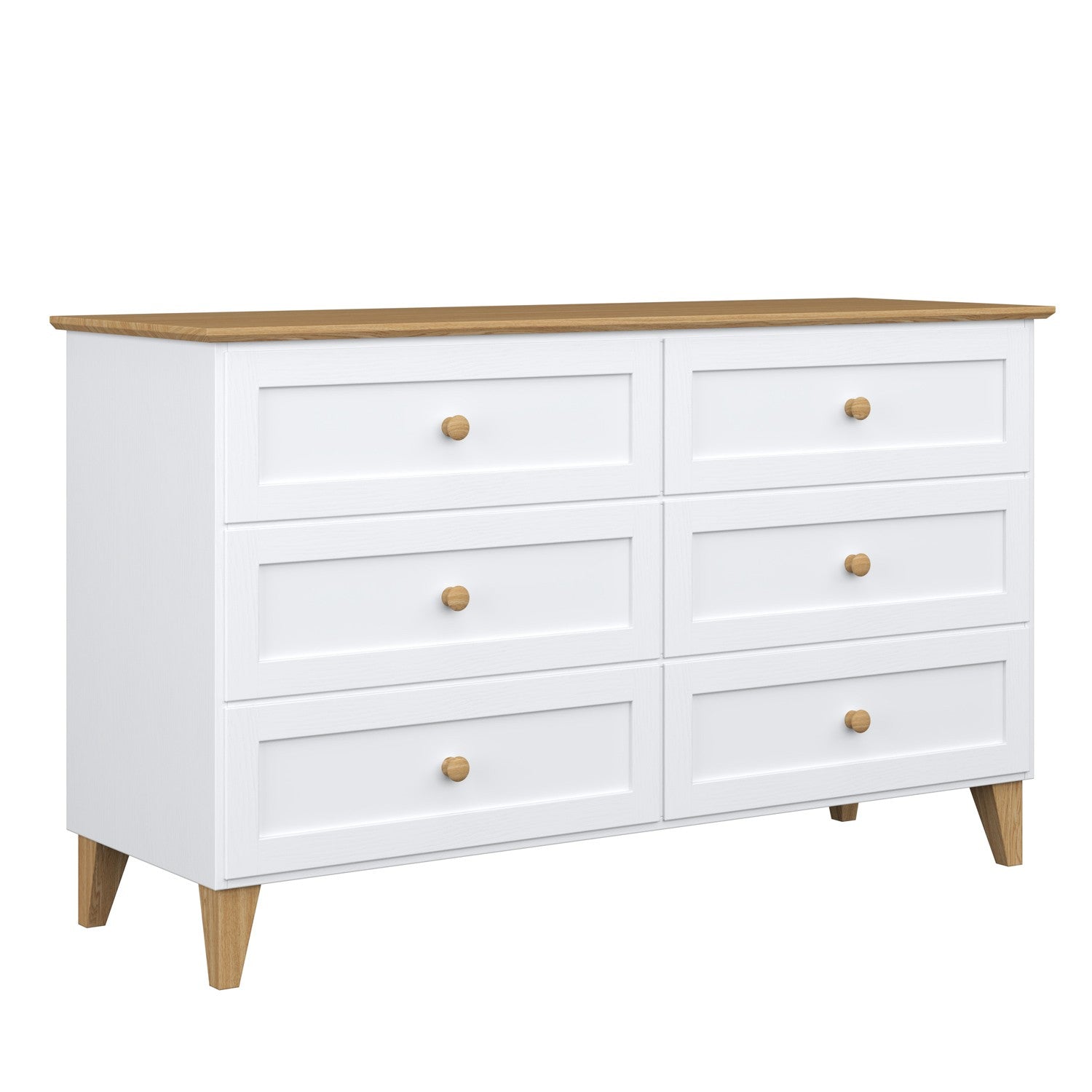 Commode 6S en bois blanc avec chêne 154 cm w chambre – décoration scandinave