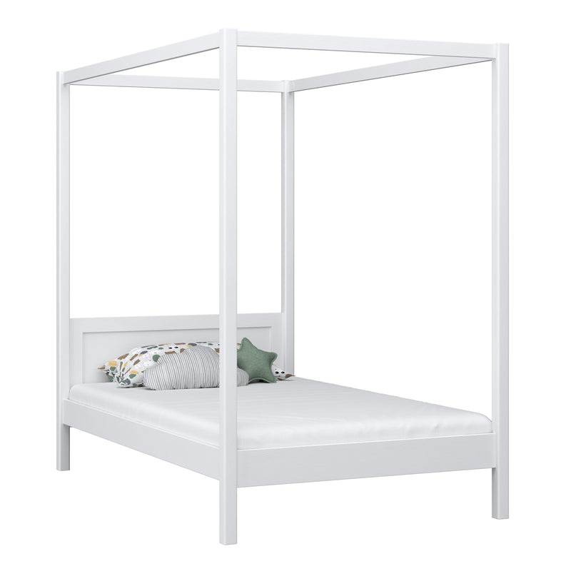 Einzelbett mit Baldachin N02 aus Holz in Wunschfarbe RAL/NCS – Massivholz, Nizio