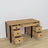 Bureau 6S en chêne chêne naturel avec noir – tiroirs ouverts, rangements pour documents
