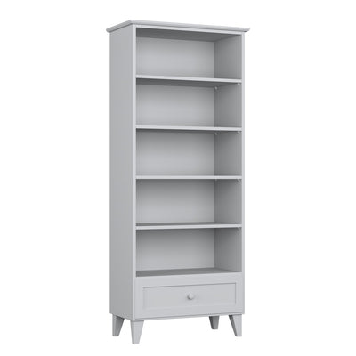 Bookcase 1S 80 grey made of wood – side view, depth and profile