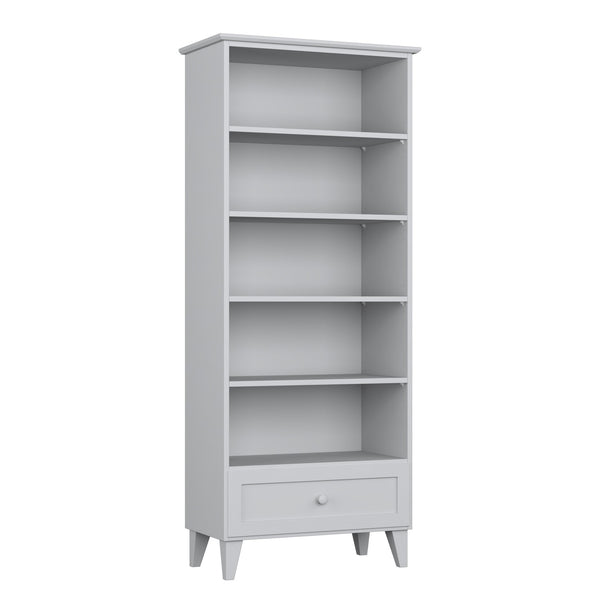 Bookcase 1S 80 grey made of wood – side view, depth and profile
