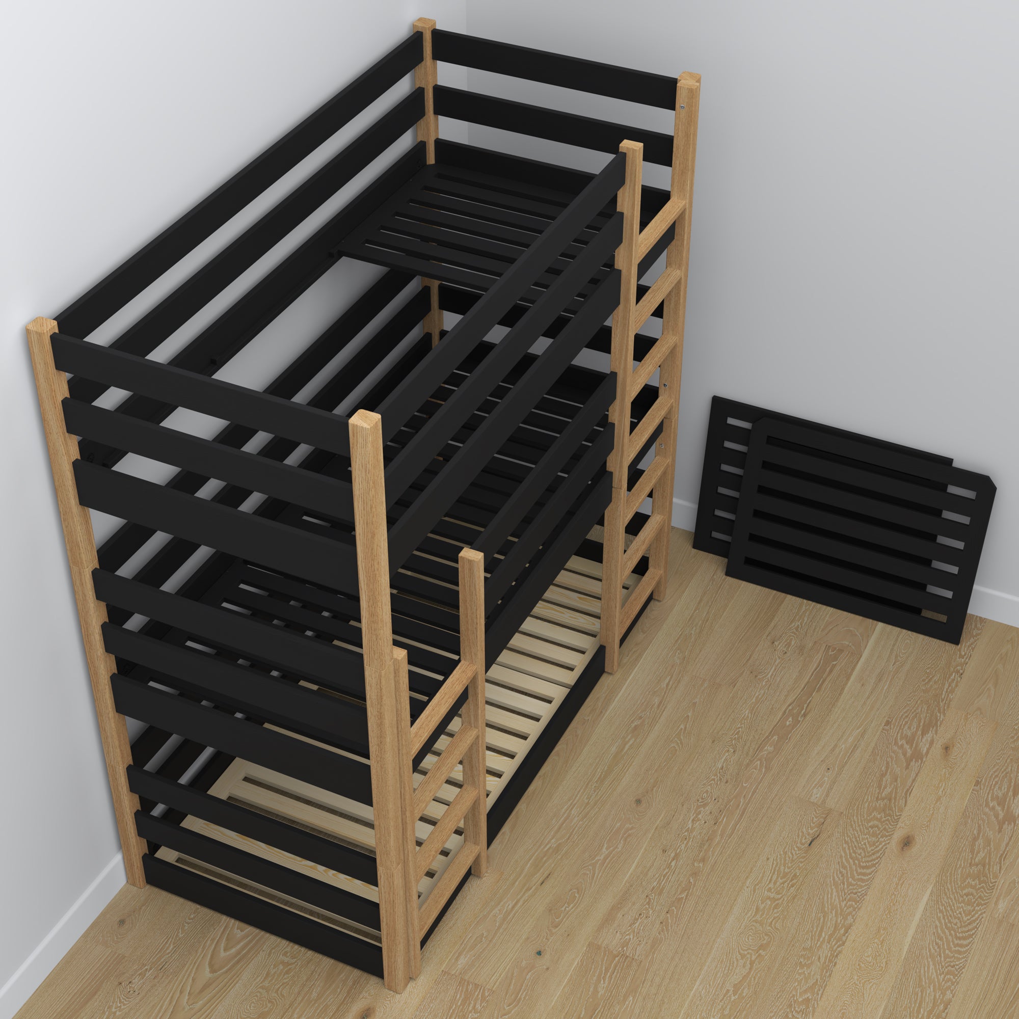 Sommier en pin pour lit superposé 3 niveaux Nizio – base durable