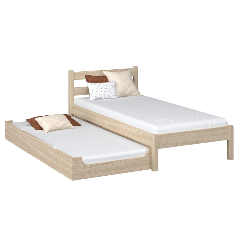 Bett mit Schublade für Matratze Eiche gebleicht – Kinderzimmer, scandi Nizio