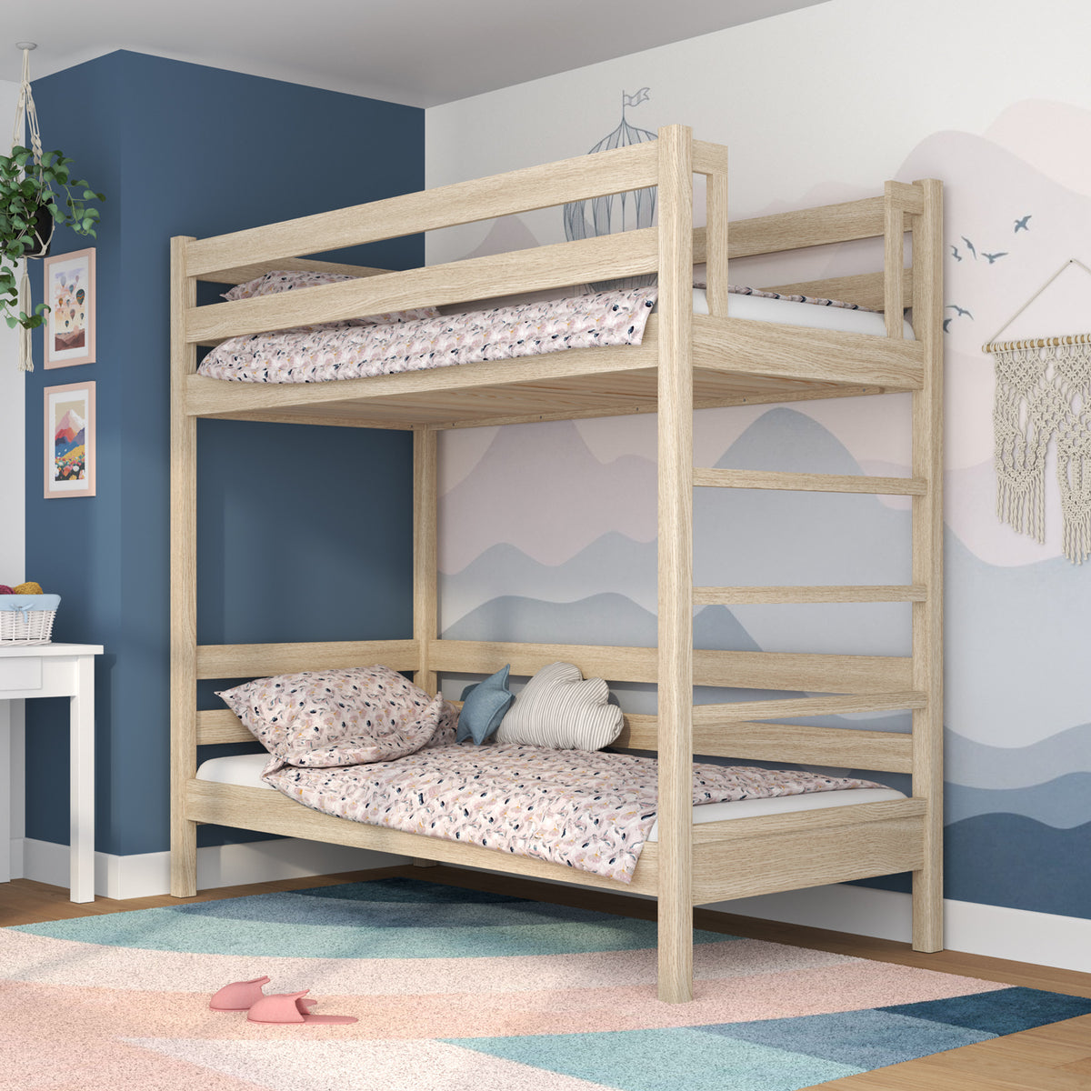 Oak Bunk Bed Bleached Oak – Two Sleeping Areas in One, Safe Construction