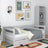 Sofabett grau mit Matratzen-Schublade – Holz, Nizio Home