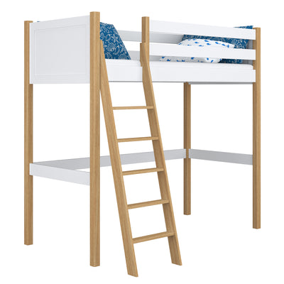 White and Oak Wooden Loft Bed – Children’s Room, Solid Wood, Scandi Style