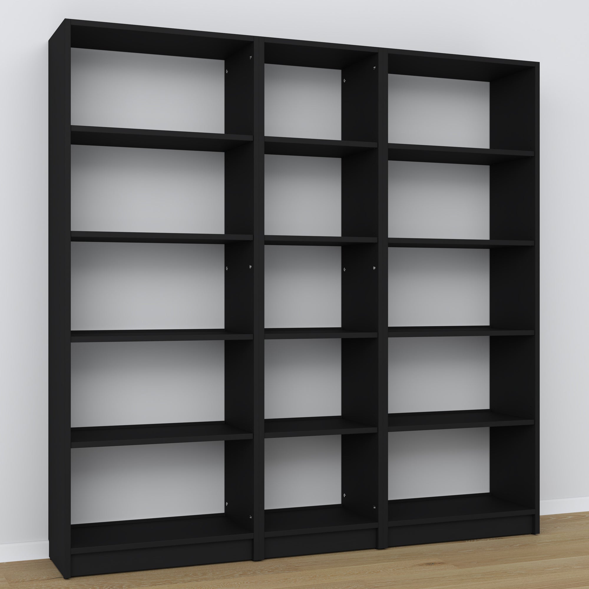 Bookcase black – wooden joints, close-up of workmanship quality