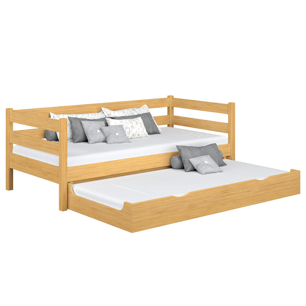 Łóżko sofa z szufladą na materac drewniane sosna naturalna – pokój dziecięcy, scandi