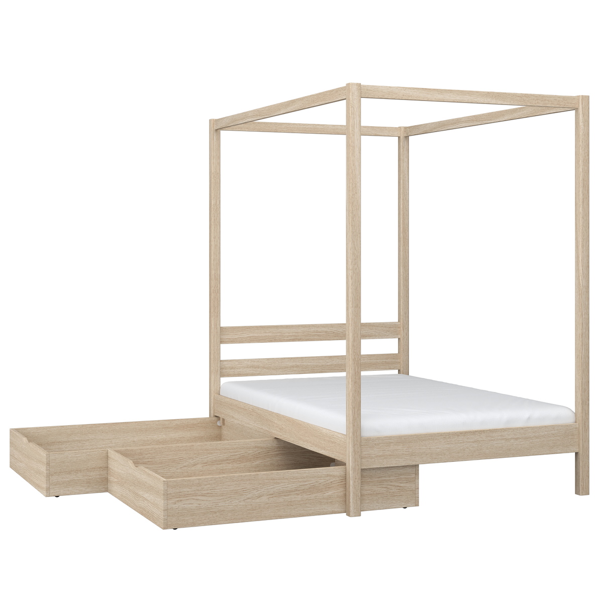 Bleached Oak Canopy Bed – Oak Details and Joints, Nizio Home