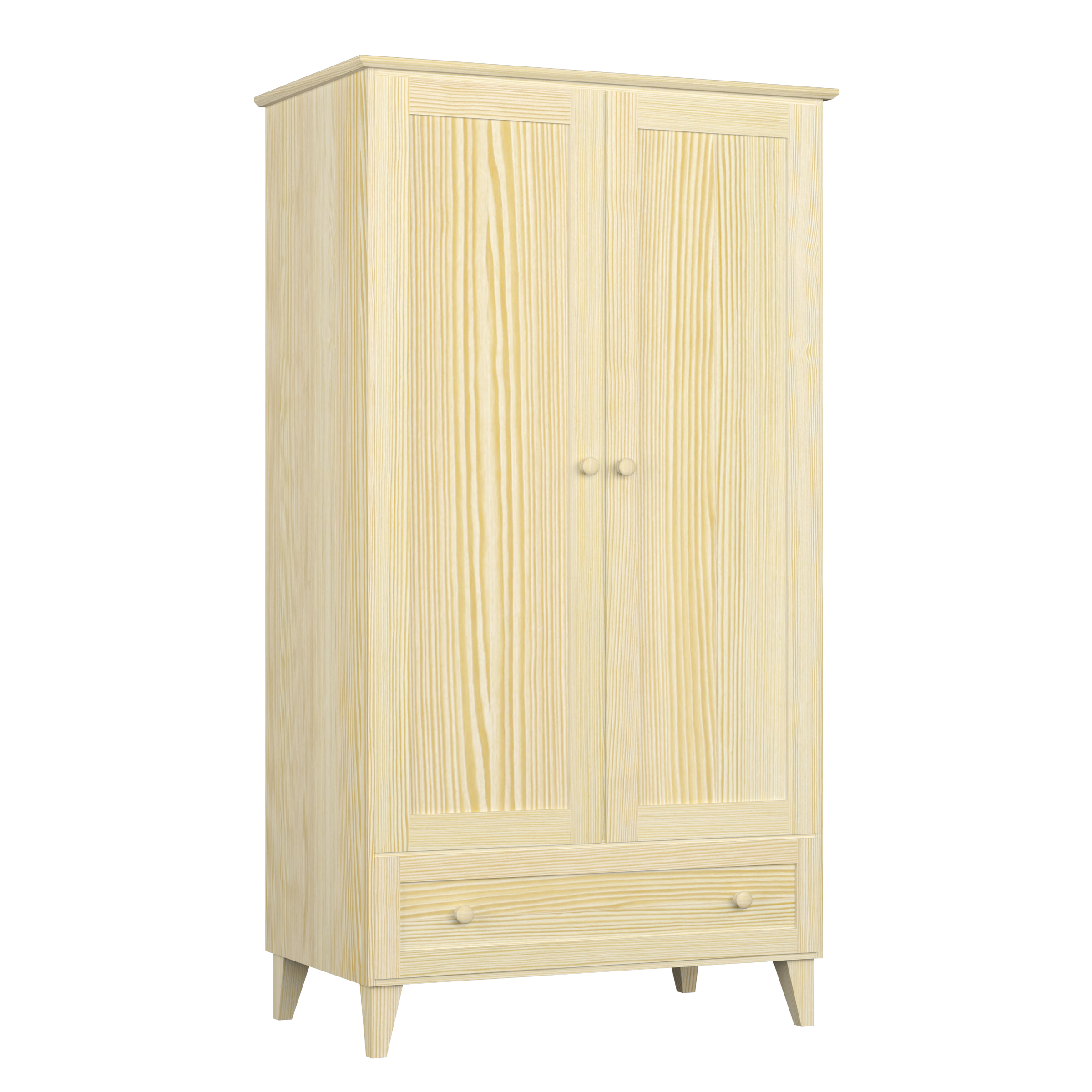 Pine wardrobe 2D1S Scandi clear pine