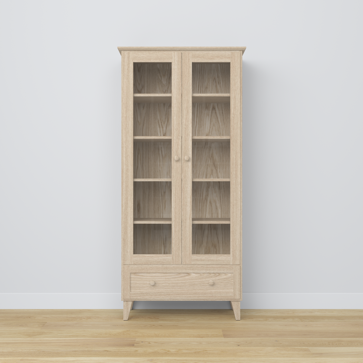 Oak Display Cabinet 1S 90 Scandi bleached oak