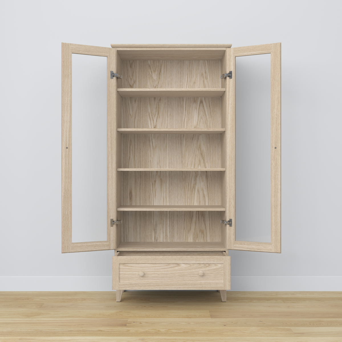 Oak Display Cabinet 1S 90 Scandi bleached oak