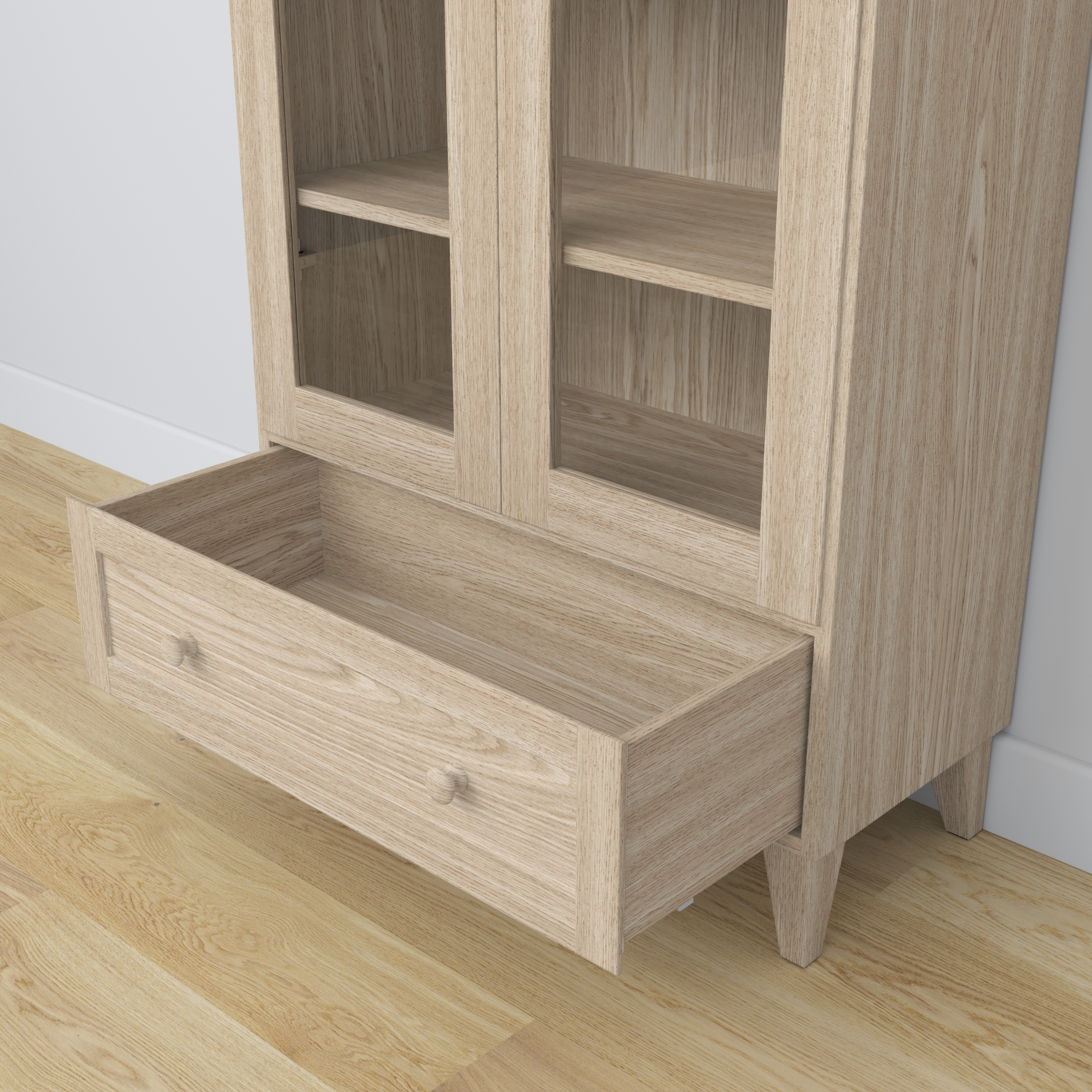 Oak Display Cabinet 1S 90 Scandi bleached oak