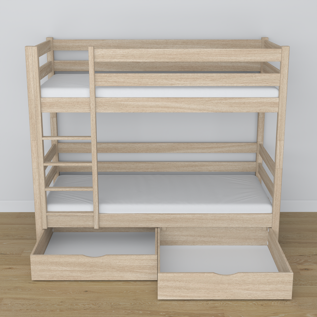 Oak Bunk Bed Bleached Oak with Drawer – Dimensions and Diagram, Nizio