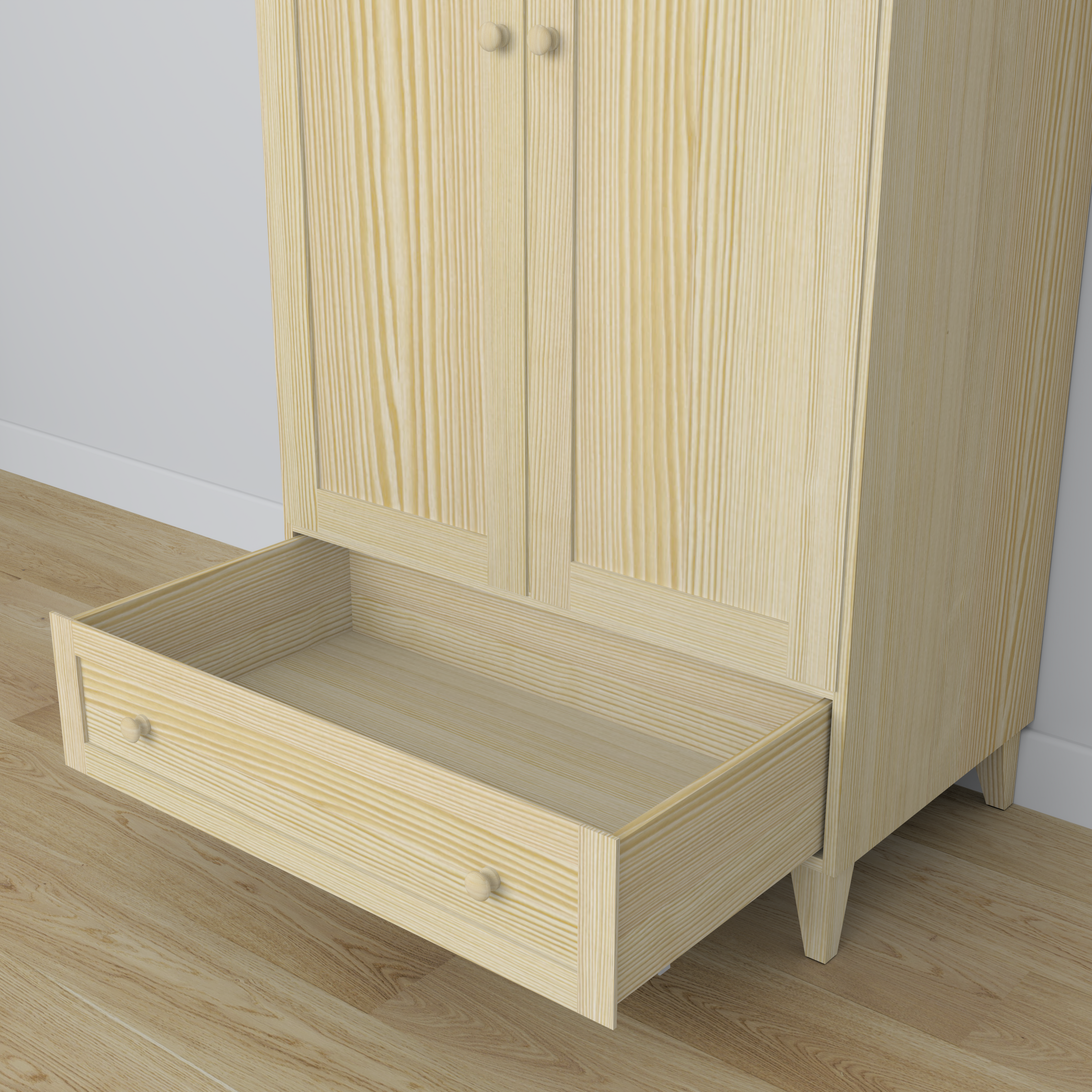 Pine wardrobe 2D1S Scandi clear pine