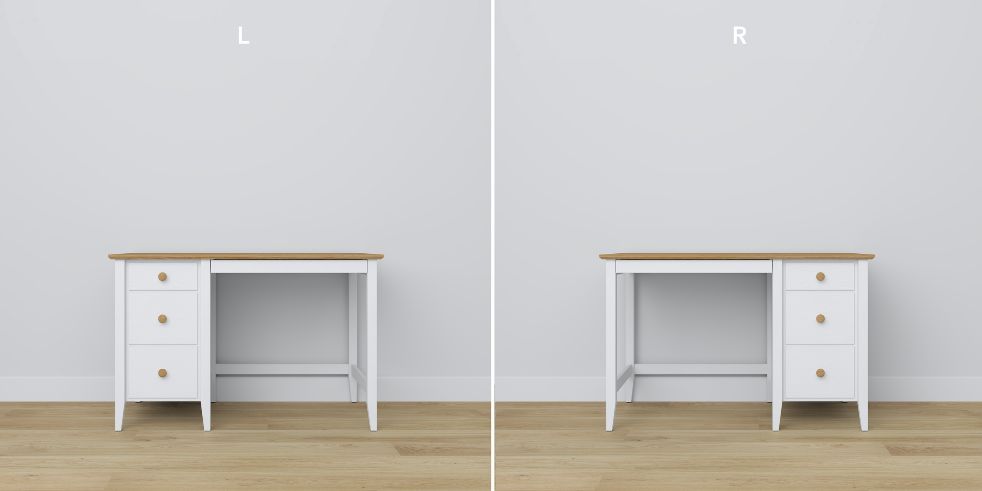 Bureau 3S Scandi en bois blanc / chêne naturel
