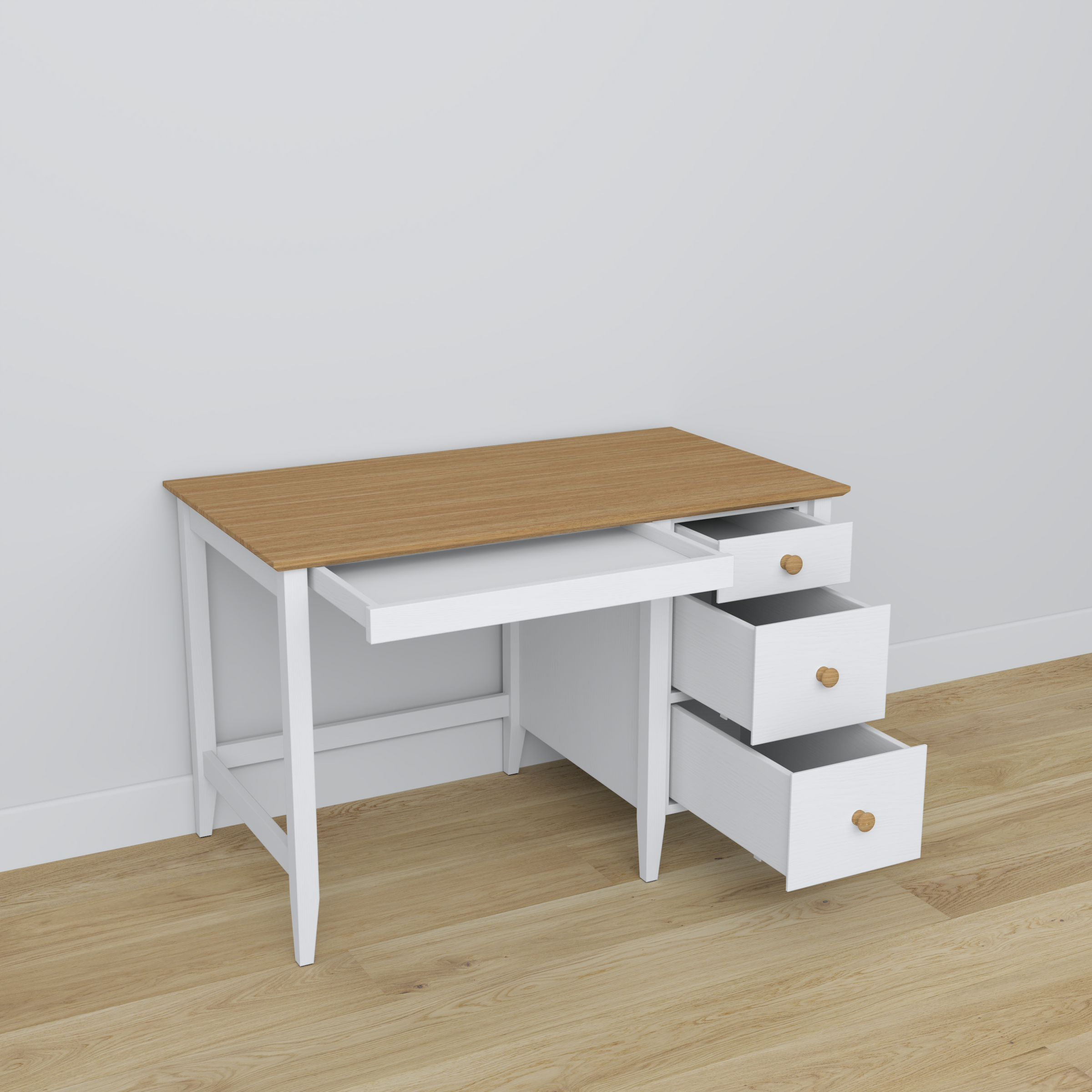 Bureau 3S Scandi en bois blanc / chêne naturel